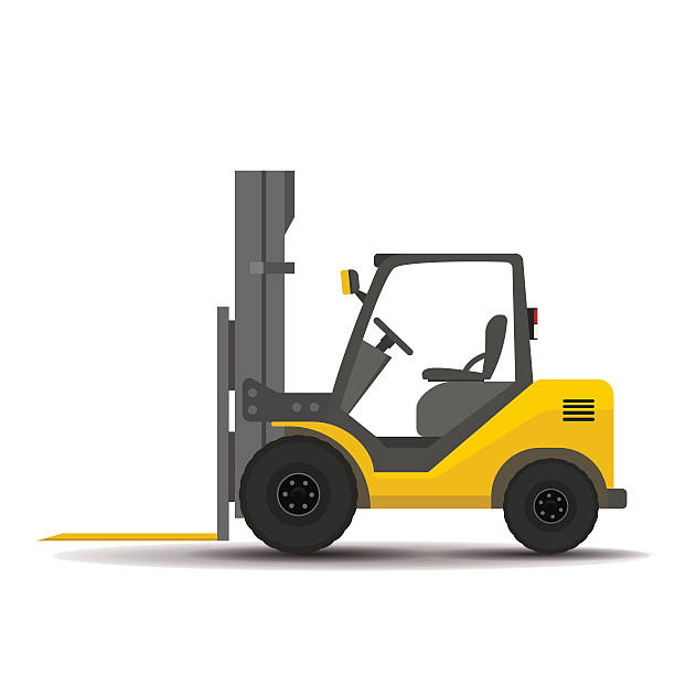 Bare detailed forklift, loader on a white background. flat illustration
